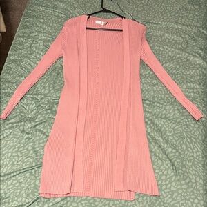 Time and Tru Pink Ribbed Cardigan Sweater